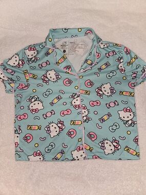 Hello Kitty Aqua and Pink Short Sleeve Pajama Top